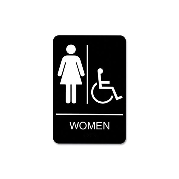 U. S. Stamp & Sign SIGN, RSTRM, WMN, 6X9, BK/WH 9005 - main